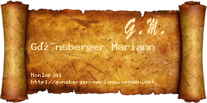 Günsberger Mariann névjegykártya