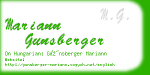 mariann gunsberger business card